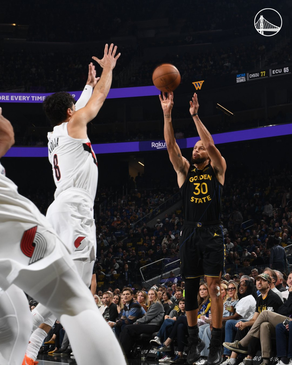 NBA杯回放全场录像高清：常规赛开拓者vs勇士（11月22日）库里38分难救主