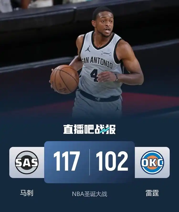 NBA圣诞大战 雷霆马刺比赛结果 福克斯亚历山大表现_圣诞大战-文班亚马19+11亚历山大22分 马刺击败雷霆5连