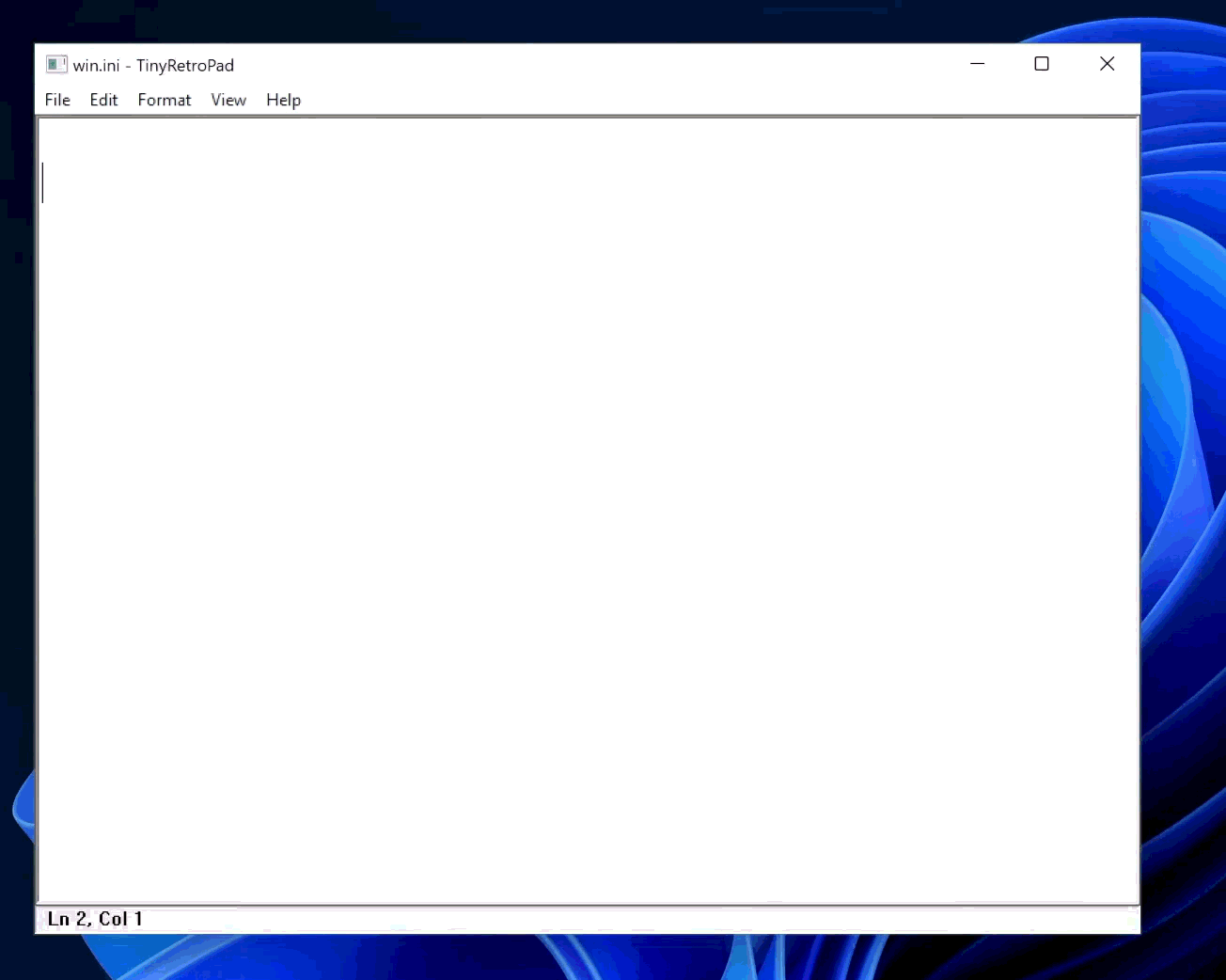 TinyRetroPad menu