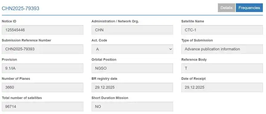 中国新增20万颗卫星申请_中国卫星星座计划_无线电创新院CTC卫星