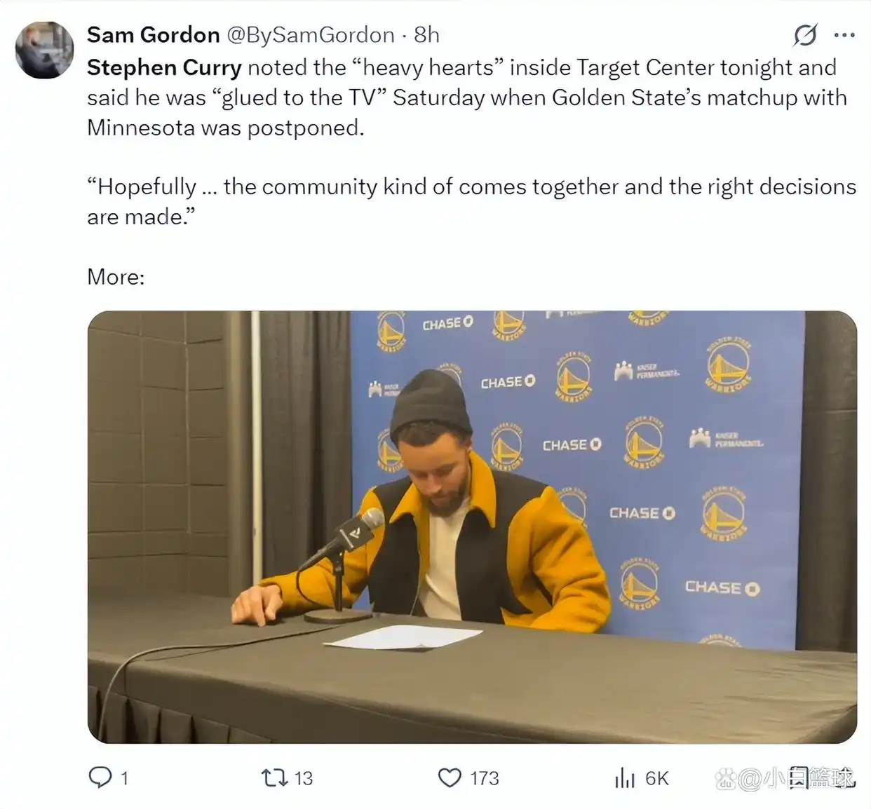 勇士vs森林狼_库里26分爱德华兹空砍32+11 勇士大胜森林狼_库里末节下场原因