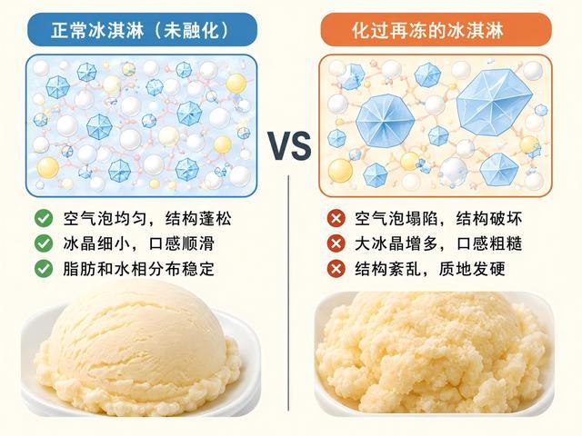 去年冻的冰淇淋长冰碴了 还能吃吗 口感变差但仍安全