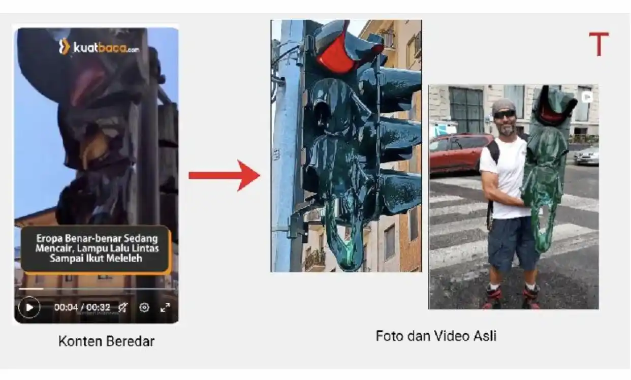 欧洲热浪虚假信息_“欧洲热浪”烤化红绿灯?假的_红绿灯熔化谣言辟谣