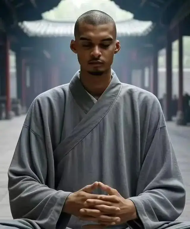 文班亚马少林闭关修行_文班亚马禅意体验_组图:文班亚马身穿绿色僧袍步入比赛球馆