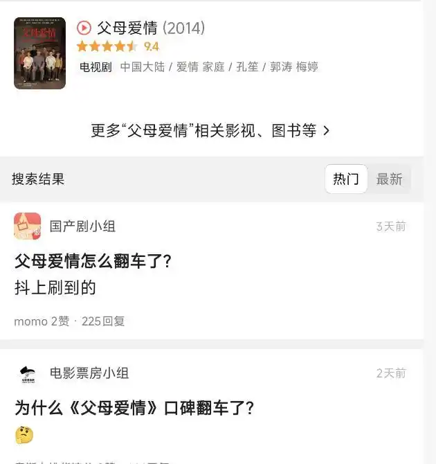 观众对父母爱情小人物的评价变化_《父母爱情》播出12年后引争议_父母爱情豆瓣评分下降原因